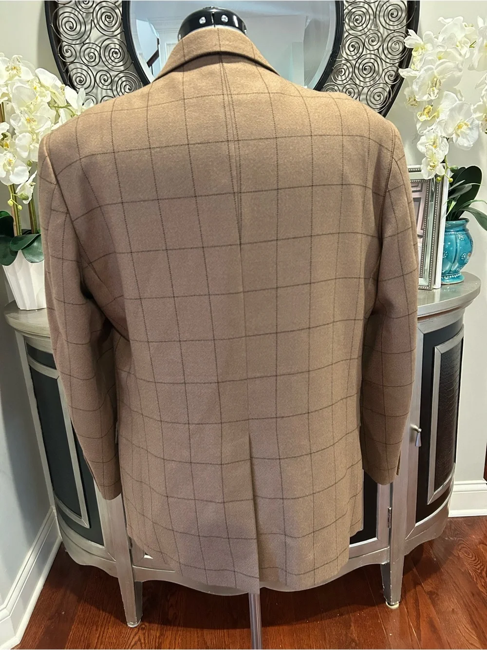 Paul Fredrick Men's Tan Windowpane LambWool Blazer